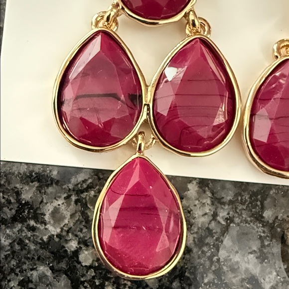 Style & Co. Gold and Red Teardrop Earrings - Picture 4 of 6